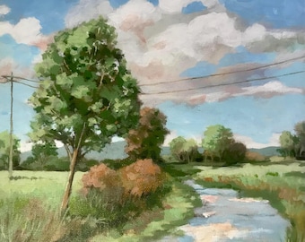 Country Stream ORIGINAL oil painting landscape countryside