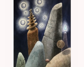 Portal of Energy- spiritual voice of the stones metaphysical, print of original watercolor painting