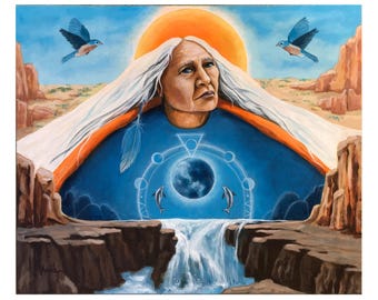 Earth,Water,Sky - Balance of Life, ORIGINAL Handcrafted Painting, Spiritual, Channeled, Metaphysical  Art, Environmental save the Planet