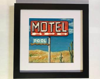 SALE! "Vacancy"- Original Watercolor Painting, retro sign,desert,Palm Springs