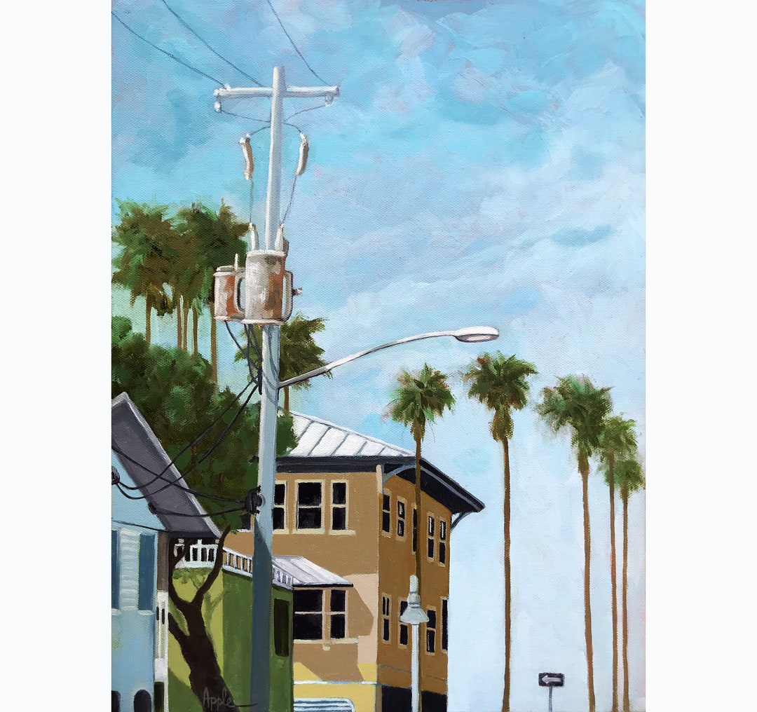 Anna Maria Island Florida Houses, Palm Trees Skyline Urban Print From