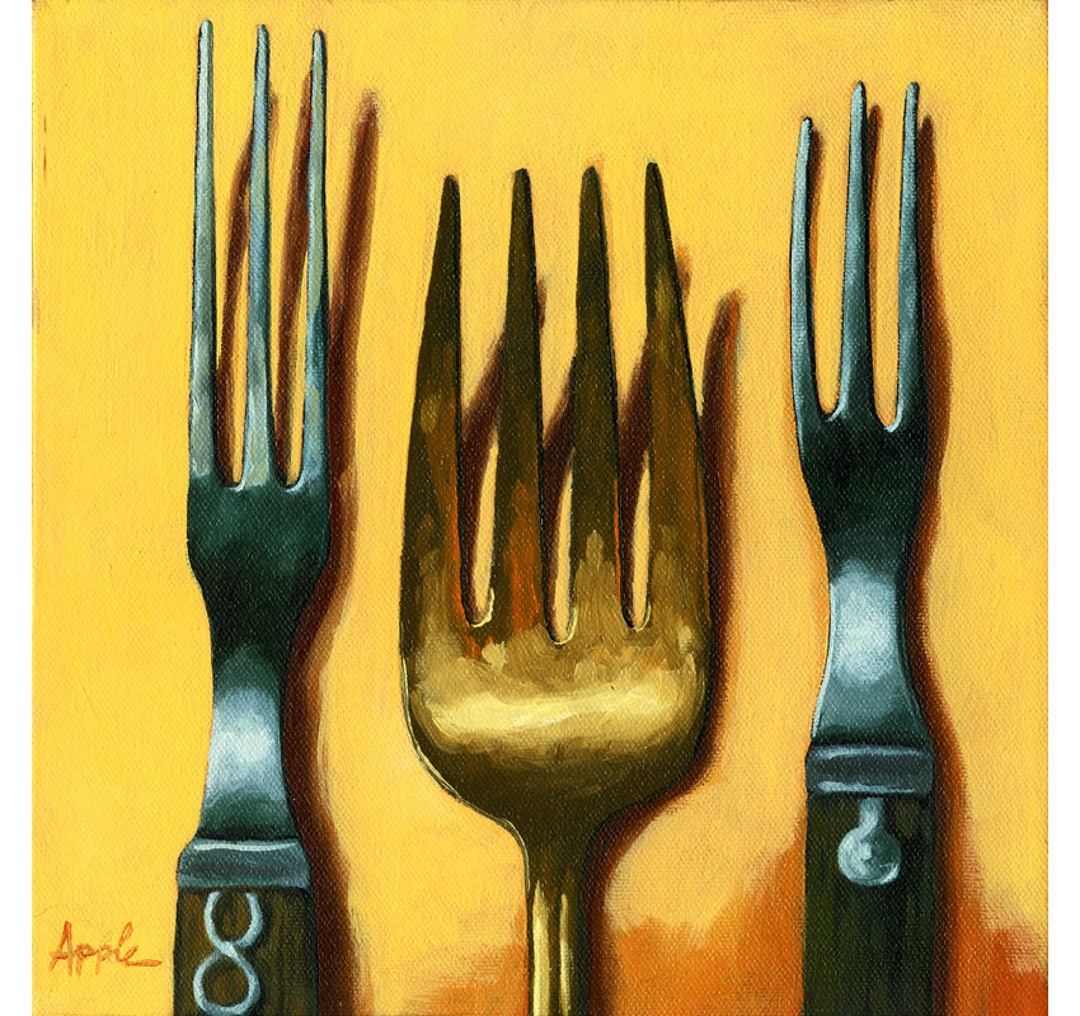 FORKS Kitchen Utensils Realistic Fine Art Print From Original 