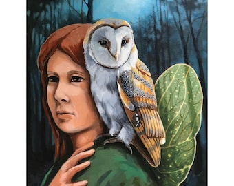 Nightwatch - Original Mystical Painting ,Forest Spirit Guardian, Earth Protector, Handcrafted Spiritual Art,  metaphysical, visionary