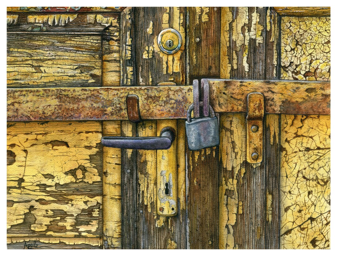Old Door Watercolor Painting, Abandoned Building, Architecture Etsy