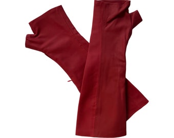 Matte red leather gloves