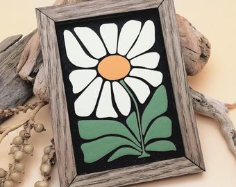 Small Framed Artwork - Miniature Daisy Painting