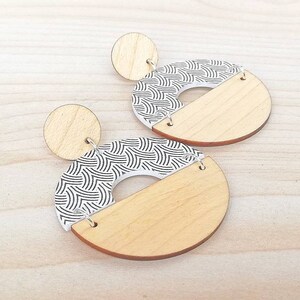 Geometric Wood & Acrylic Dangle Earrings: Lightweight Statement Jewelry