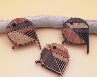 Set di 3 magneti per uccelli intarsiati in legno - Magneti per il frigorifero di Chickadee in legno - Regalo per gli amanti degli uccelli - Nerd degli uccelli - Decorazione per la casa degli animali