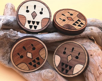 Wood Inlay Birds Magnet Set of 4 - Wooden Bird Circle Fridge Magnets - Bird Lovers Gift - Cabin Decor - Cottagecore