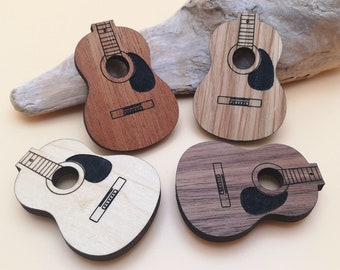 Laser Cut Wooden Guitar Fridge Magnets - Musician Gift Set