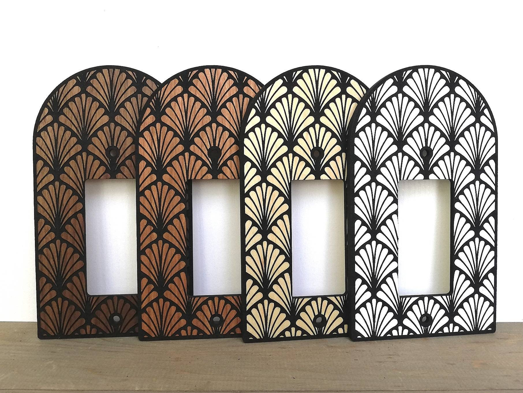 Laser Cut Wood Light Switch Cover: Art Deco Wooden Wall Plate