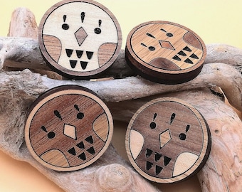 Wooden Bird Magnets Set of 4 | Wood Inlay Fridge Magnets, Handmade from Natural Wood