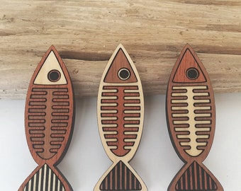 Wood Inlay Fish Magnet Set of 3 - Wooden Fish Fridge Magnets - Fishing Gift - Fish Lover - Animal Home Decor