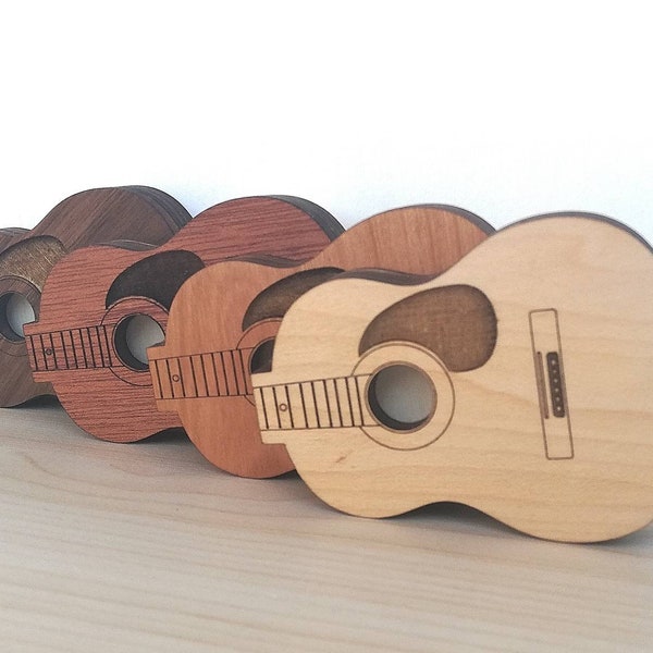 Custom Guitar Pick Holder - Wooden Guitar Shaped Box for Picks - Guitar Player Gift - Gifts for Musicians - Personalized Engraved Keepsakes