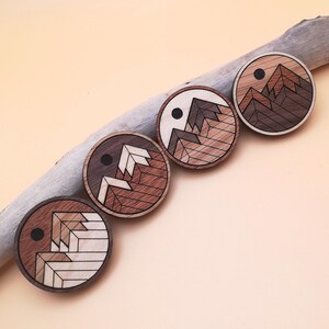 Rustic Mountains Wood Inlay Magnet Set of 4 - Fun, Unique Wooden Fridge ...