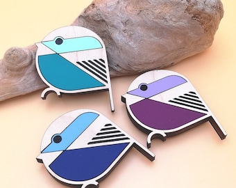 Hölzernes Vogel Magnet Set von 3 - Handbemalte Holz Chickadee Kühlschrankmagnete - Vogel Liebhaber Geschenk - Vogel Nerd - Geschenke für Freunde - Housewarming