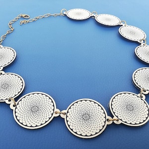 Flower Mandala Light Weight Statement Necklace, Antique White and Black Acrylic Bib Necklace - Bold, Funky, Boho, Modern, Unique Jewelry