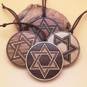 Wood Inlay Star of David Ornament Set: Chrismukkah Hanukkah Decor