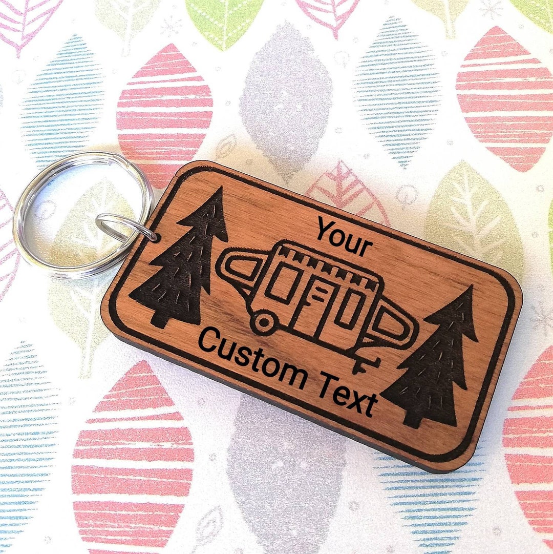 Wooden Tent Trailer Keychain: Laser Cut Cherry Wood, Personalized ...
