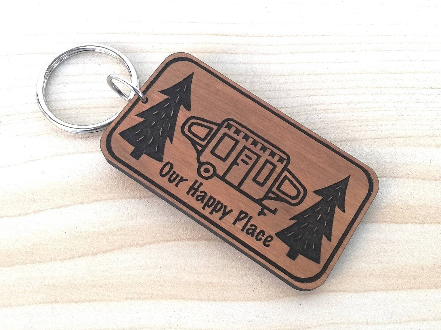 Wooden Tent Trailer Keychain: Laser Cut Cherry Wood, Personalized ...