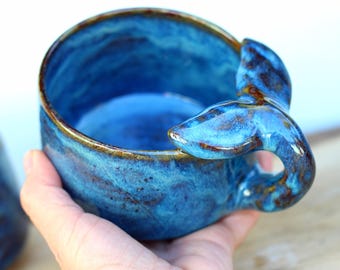 Whale Mug, Handmade Ceramic Coffee Mug, Ocean Lover Gift, Pottery Tea Cup