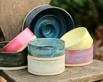 Slow Feeder Dog Bowl, Ceramic Slow Eating Pet Bowl, Handmade Dog Dish, Stoneware Feeder