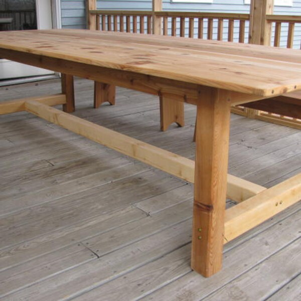 Cedar dining table, rustic and formal