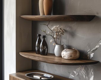 Étagères flottantes, Étagère en bois naturel, Étagères sans console, Bibliothèque en bois, CR1