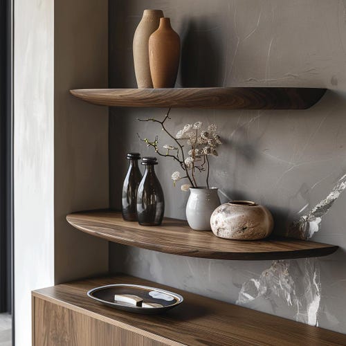 Floating Shelves, Natural Wood Shelf, Consoleless Shelves, Wooden Bookcase, CR1