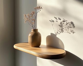 Étagères flottantes, Étagère en bois naturel, Étagères sans console, Bibliothèque en bois