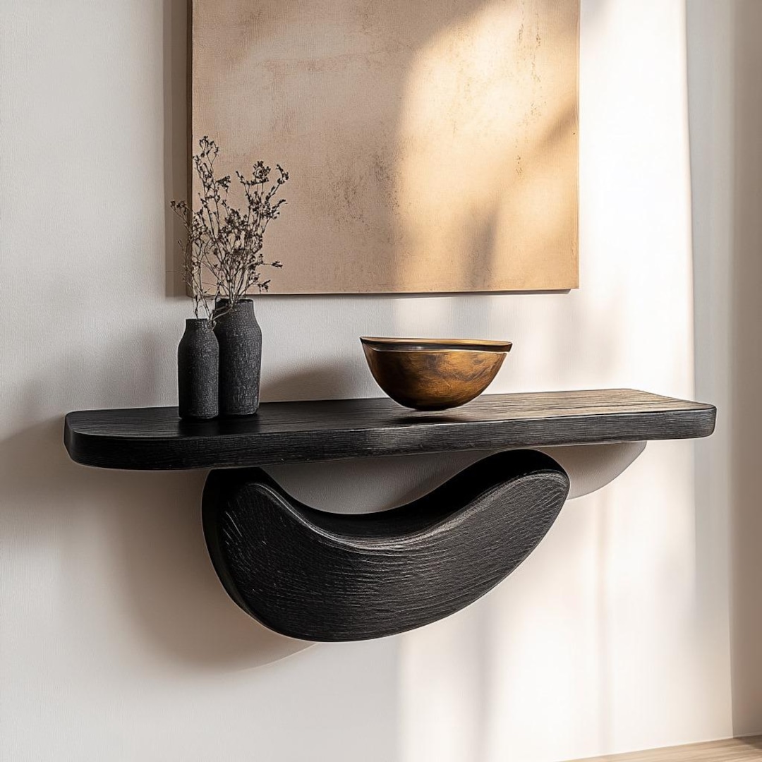 Modern Wood Console Table: Natural Special Polish for Wood Texture - Etsy