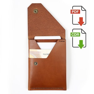 Patrón de billetera delgada de cuero en PDF, plantilla de billetera digital en PDF, patrón de tarjetero A4, SVG cortado con láser, descarga instantánea de patrón de artesanía en cuero