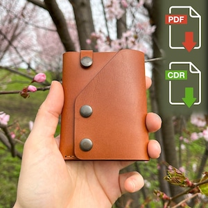 Leather Wallet Pattern, Digital PDF Template, Leather DIY Pattern, Instant Download PDF, Card Holder Pattern A4, Svg File for Laser Cut