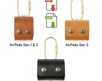 Leder Apple AirPods Hülle Digitales Muster Bundle PDF, Leathercraft Template Set, Laser Cut SVG
