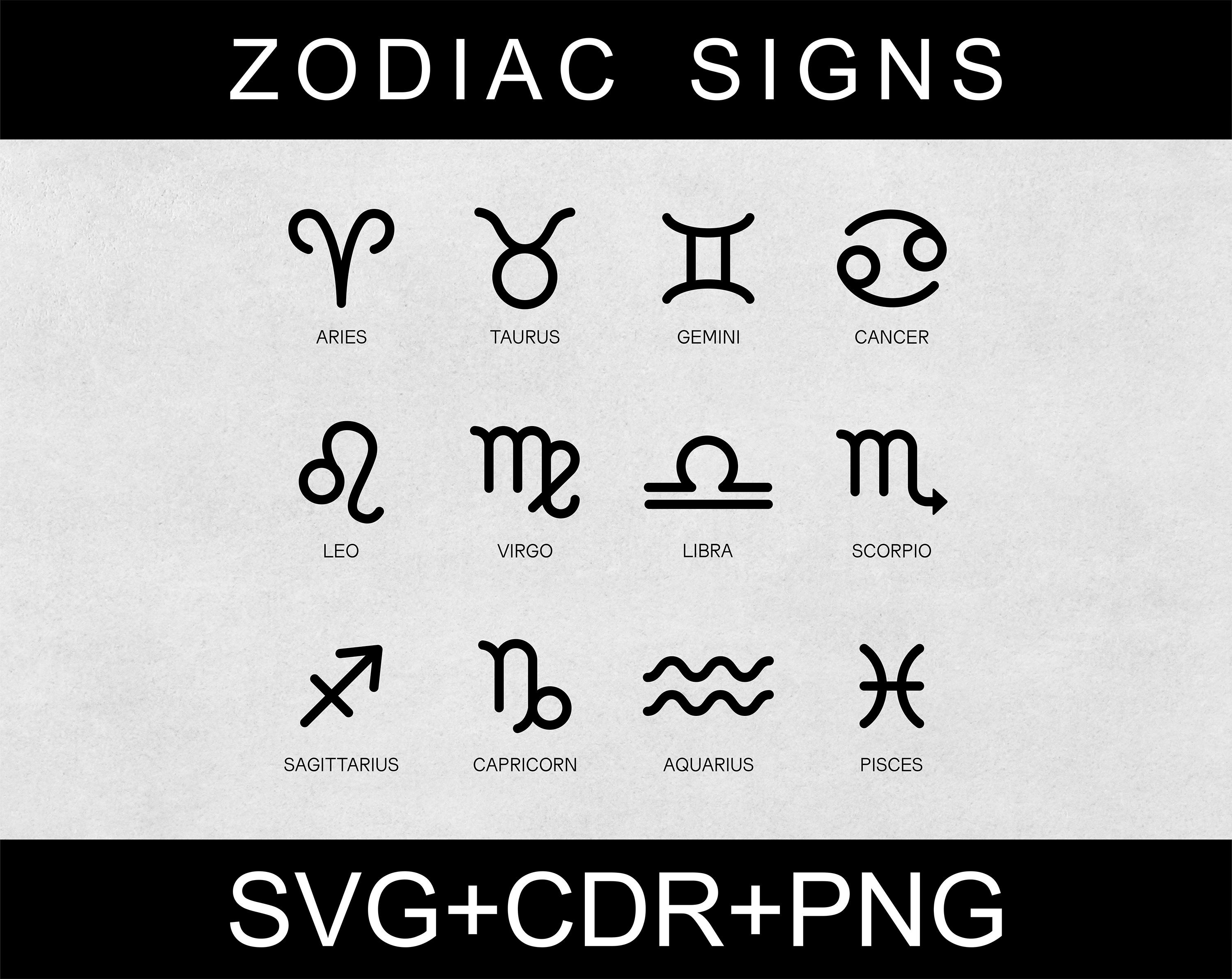Zodiac Sign SVG Bundle: 12 Astrology Designs for Laser Cut - Etsy