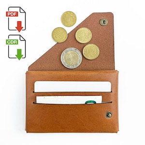 Patrón de billetera de bolsillo delantero, plantilla de billetera delgada imprimible en PDF, patrón de billetera de cuero en PDF, plantilla de tarjetero, archivo SVG cortado con láser