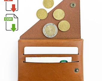 Padrão de carteira de bolso frontal, modelo de carteira fina para impressão em PDF, padrão de carteira de couro em PDF, modelo de porta-cartão, arquivo SVG cortado a laser
