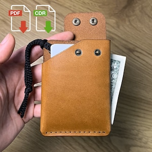 PDF Leather Wallet Template, Leather Card Holder Wallet Pattern Digital PDF, SVG, Small Wallet Template para corte a laser, download instantâneo