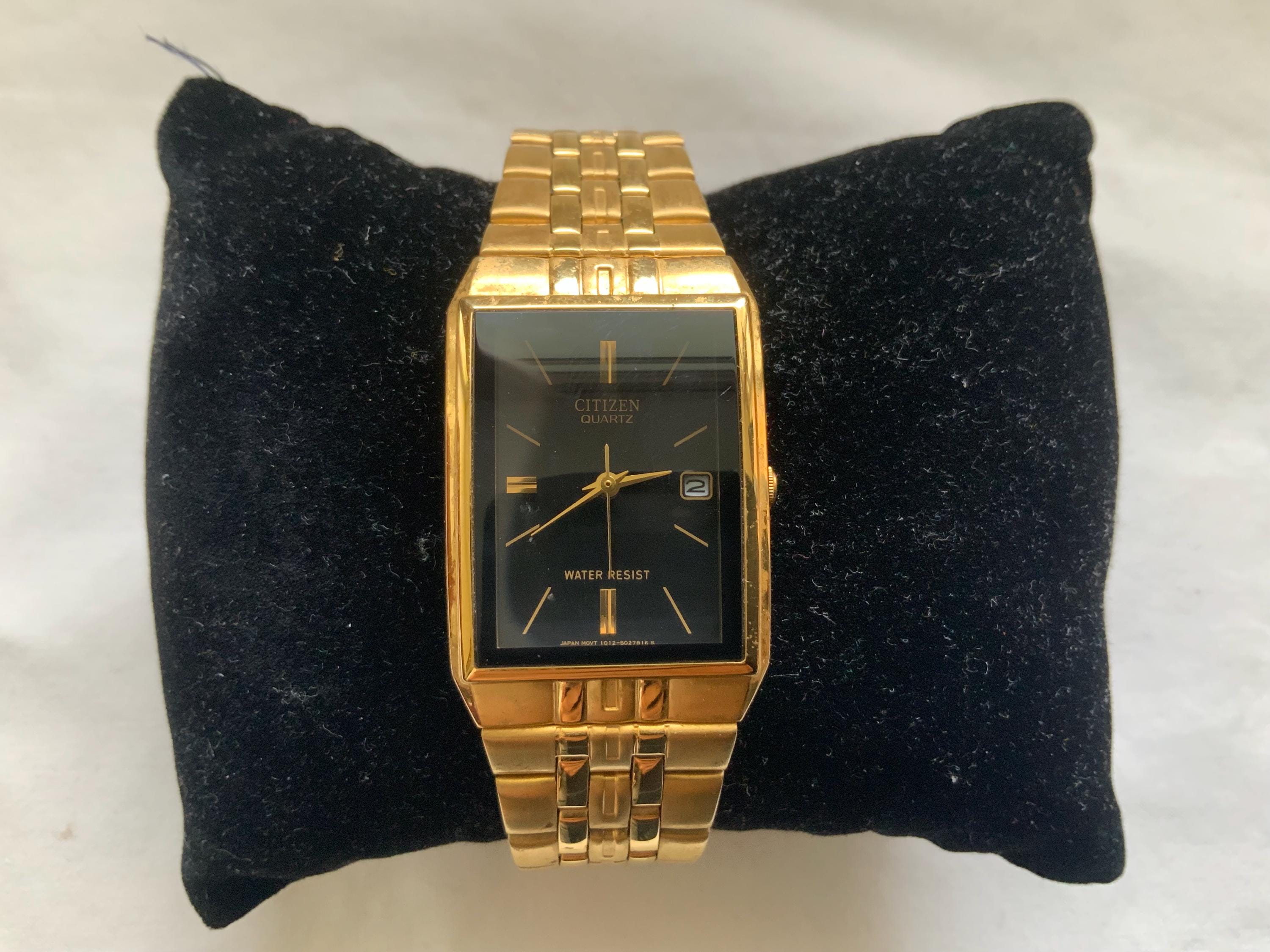 Citizen Quartz Water Resistant Gold Plated Rectangular Gents Watch