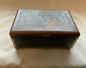 Old Antique Niello Brass Cigar Box