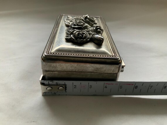 Vintage 1980’s Silver Plated Rectangular Flowered… - image 9