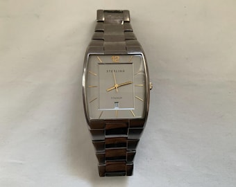 Gents Sterling Titanium Rectangular Quartz Watch