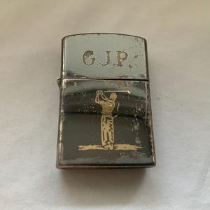 Vintage Hadson Korea Golf G.J.P Flip Top Petrol Pocket Lighter