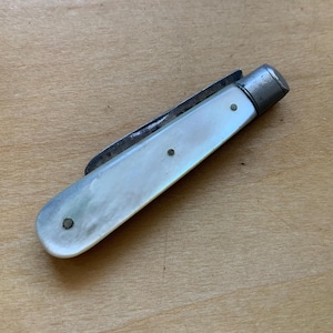 Old Antique 1905 Mother Of Pearl & Sterling Silver Folding Pen Knife
