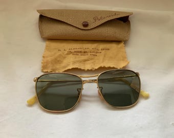 Old Retro 1950’s Polaroid Gilded Frame Women’s Sunglasses In Original Case