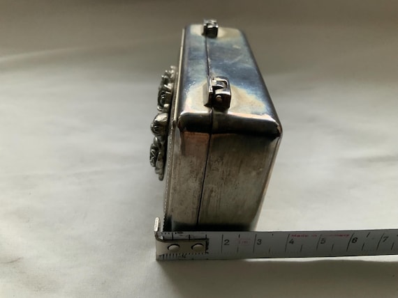 Vintage 1980’s Silver Plated Rectangular Flowered… - image 10