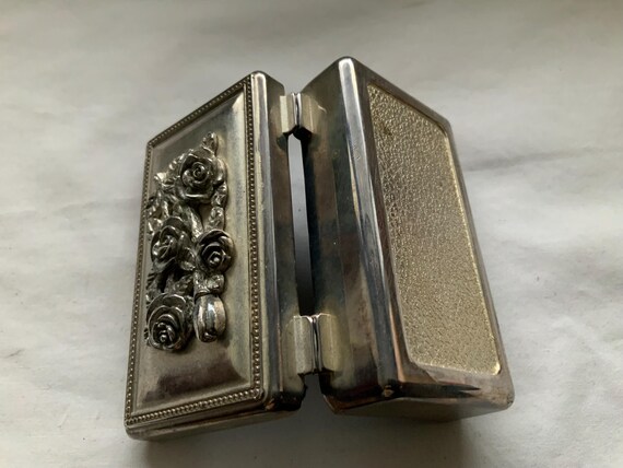Vintage 1980’s Silver Plated Rectangular Flowered… - image 7