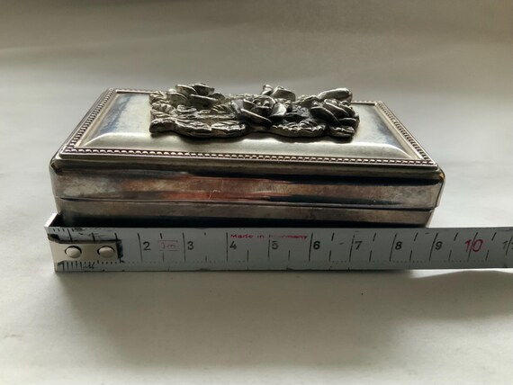 Vintage 1980’s Silver Plated Rectangular Flowered… - image 8