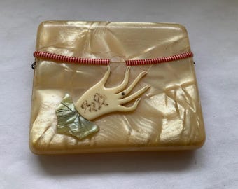 Old Antique Celluloid Cigarette Case-1920s Pearlised Celluloid Hand Cigarette Case-1920s