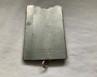 Porte-cartes en nickel antique avec mécanisme à ressort et numéro de modèle enregistré